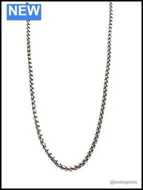 14k White Gold Plated 3mm Rolo Chain Necklace 22 inch Lobster Clasp